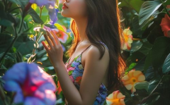 鲜花写真女,鲜花写真中的少女风采